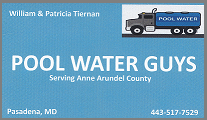 Pool Water Delivery in Pasadena, Glen Burnie, Severna Park, Arnold, Mago Vista, and nearby areas.
